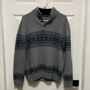 Daniele Blasi | Gray/Navy | Patterned | Wool Blend | Pullover Sweater | Size L